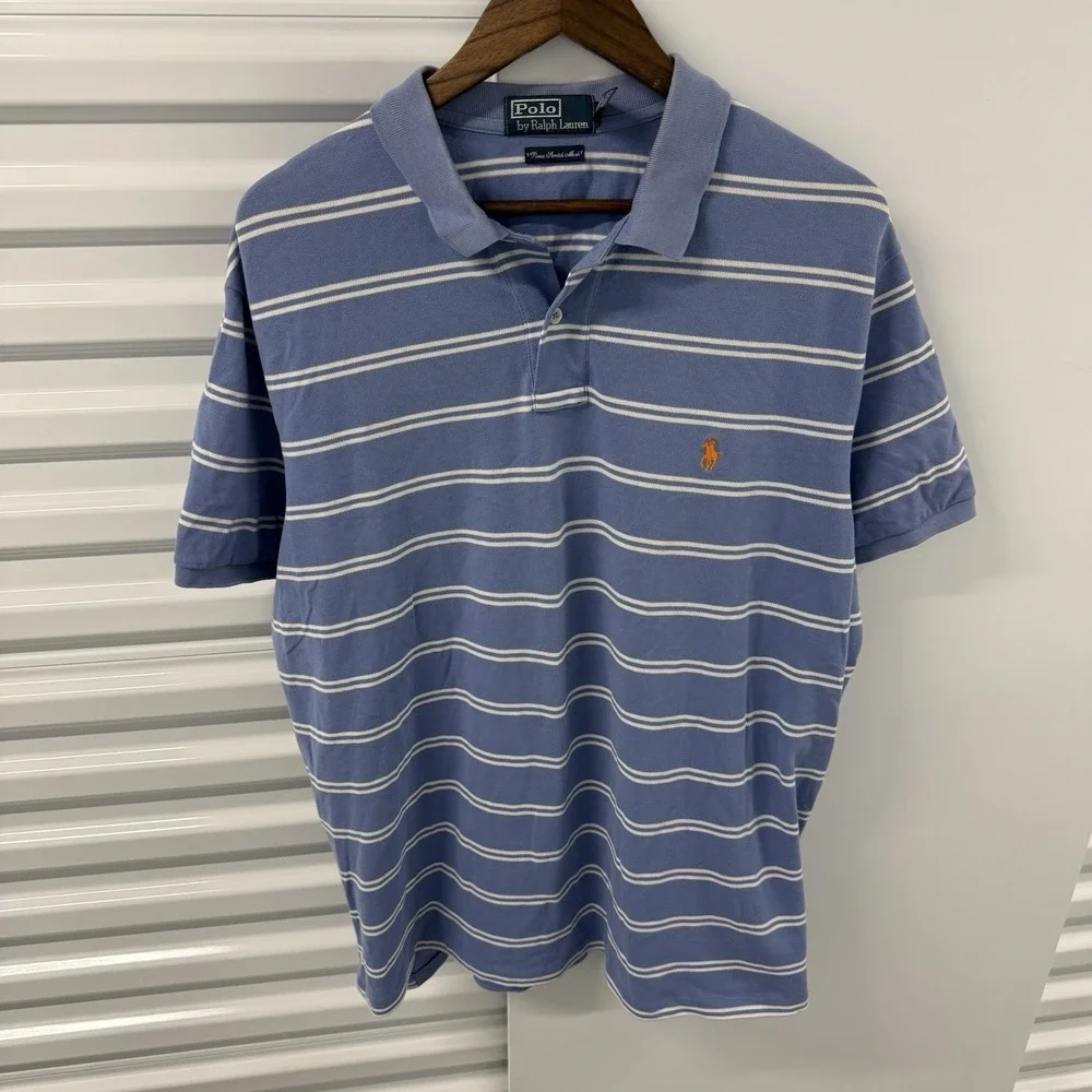 Polo‎ Ralph Lauren Pima Stretch Mesh Polo Blue Striped Mens XXL